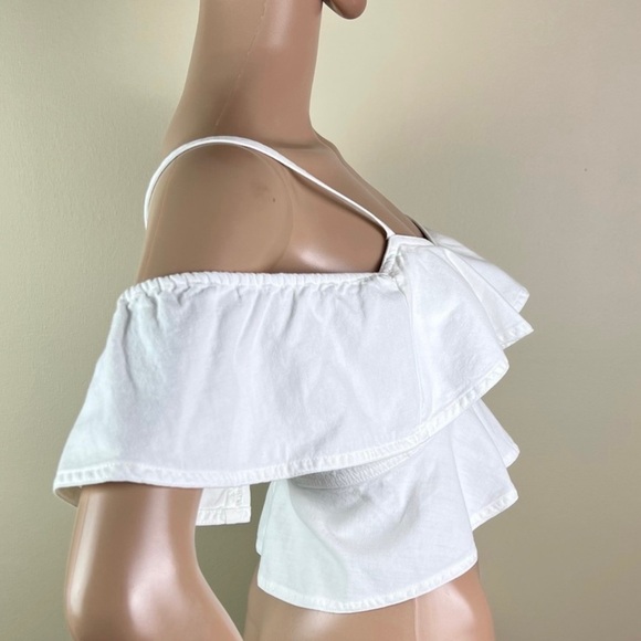 NEW ISABEL MARANT ETOILE REVOLVE WHITE COLD-SHOULDER CROP TOP - Picture 5 of 10